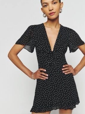 Abercrombie & Fitch Black Romper with White Polka Dots and Keyhole Neckline